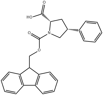 (2S,4R)-1-(((9H-fluoren-9-yl)methoxy)carbonyl)-4-phenylpyrrolidine-2-carboxylic acid 结构式