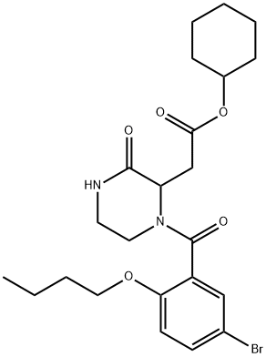 cyclohexyl [1-(5-bromo-2-butoxybenzoyl)-3-oxo-2-piperazinyl]acetate 结构式