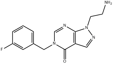 1-(2-AMINOETHYL)-5-(3-FLUOROBENZYL)-1,5-DIHYDRO-4H-PYRAZOLO[3,4-D]PYRIMIDIN-4-ONE 结构式