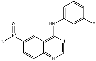 N-(3-FLUOROPHENYL)-6-NITROQUINAZOLIN-4-AMINE 结构式