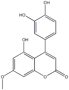 2H-1-Benzopyran-2-one, 4-(3,4-dihydroxyphenyl)-5-hydroxy-7-methoxy- 结构式