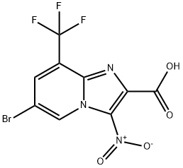 6-Bromo-3-nitro-8-trifluoromethyl-imidazo[1,2-a]pyridine-2-carboxylic acid 结构式