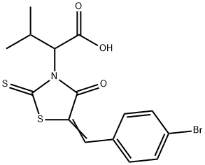2-[5-(4-Bromo-benzylidene)-4-oxo-2-thioxo-thiazolidin-3-yl]-3-methyl-butyric acid 结构式