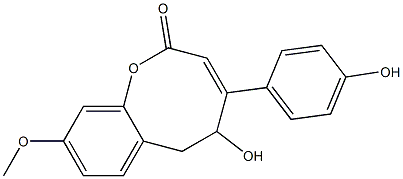 2H-1-Benzoxocin-2-one,5,6-dihydro-5-hydroxy-4-(4-hydroxyphenyl)-9-methoxy-, (+)- 结构式
