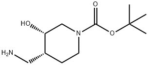 tert-butyl (3S,4R)-4-(aminomethyl)-3-hydroxypiperidine-1-carboxylate 结构式