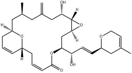 9,13,22-Trioxatricyclo[16.3.1.08,10]docosa-15,19-dien-14-one,12-[(1S,2E)-3-[(2S)-3,6-dihydro-4-methyl-2H-pyran-2-yl]-1-hydroxy-2-propen-1-yl]-7-hydroxy-3-methyl-5-methylene-,(1R,3S,7S,8S,10S,12S,15Z,18R)- 结构式