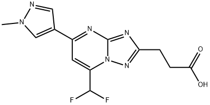 3-[7-(二氟甲基)-5-(1-甲基-1H-吡唑-4-基)-[1,2,4]三唑并[1,5-A]嘧啶-2-基]丙酸 结构式