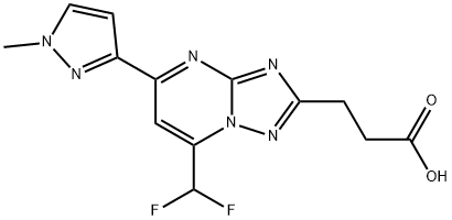 3-[7-(Difluoromethyl)-5-(1-methylpyrazol-3-yl)-[1,2,4]triazolo[1,5-a]pyrimidin-2-yl]propanoic acid 结构式