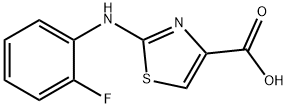 2-[(2-FLUOROPHENYL)AMINO]-1,3-THIAZOLE-4-CARBOXYLIC ACID 结构式