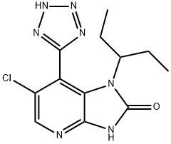 2H-Imidazo[4,5-b]pyridin-2-one, 6-chloro-1-(1-ethylpropyl)-1,3-dihydro-7-(2H-tetrazol-5-yl)- 结构式