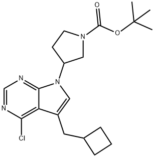 tert-butyl 3-(4-chloro-5-(cyclobutylmethyl)-7H-pyrrolo[2,3-d]pyrimidin-7-yl)pyrrolidine-1-carboxylate 结构式