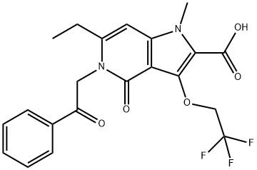 6-ETHYL-1-METHYL-4-OXO-5-(2-OXO-2-PHENYLETHYL)-3-(2,2,2-TRIFLUOROETHOXY)-4,5-DIHYDRO-1H-PYRROLO[3,2-C]PYRIDINE-2-CARBOXYLIC ACID 结构式