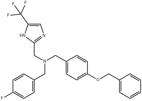 {[4-(benzyloxy)phenyl]methyl}[(4-fluorophenyl)methyl]{[4-(trifluoromethyl)-1H-imidazol-2-yl]methyl}amine 结构式