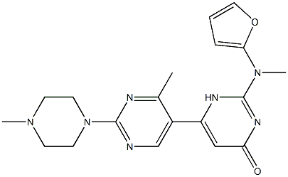 2-(furan-2-ylmethylamino)-6-[4-methyl-2-(4-methylpiperazin-1-yl)pyrimidin-5-yl]-1H-pyrimidin-4-one 结构式
