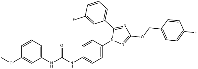 1-(4-{3-[(4-氟苄基)氧基]-5-(3-氟苯基)-1H-1,2,4-三唑-1-基}苯基)-3-(3-甲氧基苯基)脲 结构式