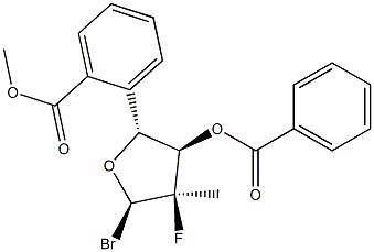 ((2R,3R,4R,5R)-3-(苯甲酰氧基)-5-溴-4-氟-4-甲基四氢呋喃-2-基)甲基苯酸盐 结构式