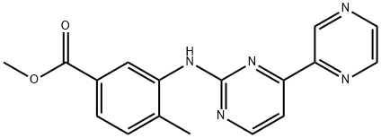 4-甲基-3-((4-(吡嗪-2-基)嘧啶-2-基)氨基)苯甲酸甲酯 结构式