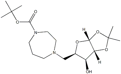 tert-butyl 4-{[(3aR,5R,6S,6aR)-6-hydroxy-2,2-dimethyl-tetrahydro-2H-furo[2,3-d][1,3]dioxol-5-yl]methyl}-1,4-diazepane-1-carboxylate 结构式