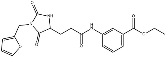 ethyl 3-[3-[1-(furan-2-ylmethyl)-2,5-dioxoimidazolidin-4-yl]propanoylamino]benzoate 结构式