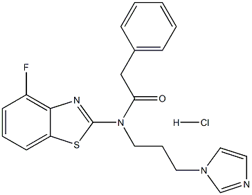 N-(4-fluoro-1,3-benzothiazol-2-yl)-N-(3-imidazol-1-ylpropyl)-2-phenylacetamide:hydrochloride 结构式