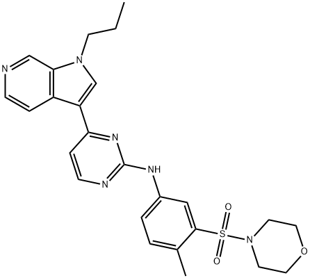 N-(4-methyl-3-(morpholinosulfonyl)phenyl)-4-(1-propyl-1H-pyrrolo[2,3-c]pyridin-3-yl)pyrimidin-2-amine 结构式