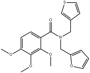 N-(furan-2-ylmethyl)-2,3,4-trimethoxy-N-(thiophen-3-ylmethyl)benzamide 结构式