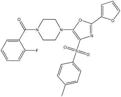 (2-fluorophenyl)-[4-[2-(furan-2-yl)-4-(4-methylphenyl)sulfonyl-1,3-oxazol-5-yl]piperazin-1-yl]methanone 结构式