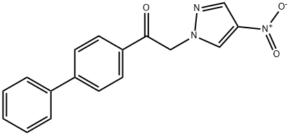1-{[1,1-biphenyl]-4-yl}-2-(4-nitro-1H-pyrazol-1-yl)ethan-1-one 结构式