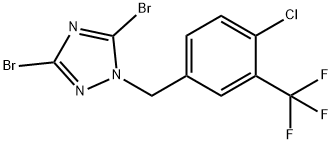 3,5-dibromo-1-{[4-chloro-3-(trifluoromethyl)phenyl]methyl}-1H-1,2,4-triazole 结构式