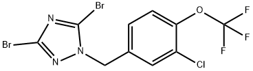 3,5-dibromo-1-{[3-chloro-4-(trifluoromethoxy)phenyl]methyl}-1H-1,2,4-triazole 结构式