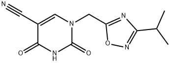 1-(3-Isopropyl-[1,2,4]oxadiazol-5-ylmethyl)-2,4-dioxo-1,2,3,4-tetrahydro-pyrimidine-5-carbonitrile 结构式