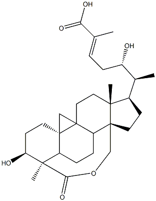9,19-Cyclolanost-24-ene-26,28-dioicacid, 3,22-dihydroxy-, d-lactone, (3b,4a,22S)- (9CI) 结构式
