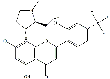 2-[2-chloro-4-(trifluoromethyl)phenyl]-5,7-dihydroxy-8-[(2R,3S)-2-(hydroxymethyl)-1-methylpyrrolidin-3-yl]chromen-4-one 结构式