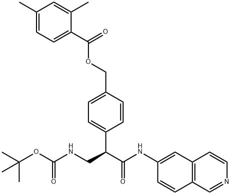 (R)-4-(3-((tert-butoxycarbonyl)amino)-1-(isoquinolin-6-ylamino)-1-oxopropan-2-yl)benzyl 2,4-dimethylbenzoate 结构式