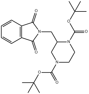 1,4-Piperazinedicarboxylic acid, 2-[(1,3-dihydro-1,3-dioxo-2H-isoindol-2-yl)methyl]-, 1,4-bis(1,1-dimethylethyl) ester 结构式
