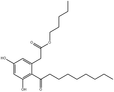 Benzeneaceticacid,3,5-dihydroxy-2-(1-oxononyl)-,pentylester 结构式