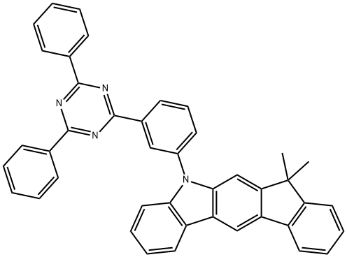 5-(3'-(4,6-二苯基-1,3,5-三嗪-2-基)[1,1'-联苯基]-3-基)-7,7-二甲基-5,7-二氢吲哚[2,1-B]并咔唑 结构式