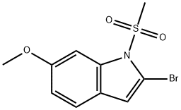 2-溴-6-甲氧基- 1-甲磺酰基-1H-吲哚 结构式