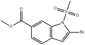 2-溴-1-甲磺酰基-1H-吲哚-6-甲酸甲酯 结构式