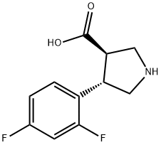 trans-4-(2,4-difluorophenyl)pyrrolidine-3-carboxylic acid 结构式