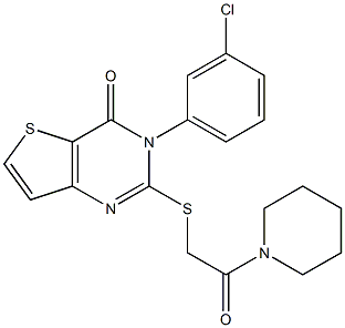 3-(3-chlorophenyl)-2-(2-oxo-2-piperidin-1-ylethyl)sulfanylthieno[3,2-d]pyrimidin-4-one 结构式