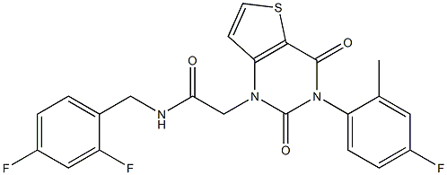 N-[(2,4-difluorophenyl)methyl]-2-[3-(4-fluoro-2-methylphenyl)-2,4-dioxothieno[3,2-d]pyrimidin-1-yl]acetamide 结构式