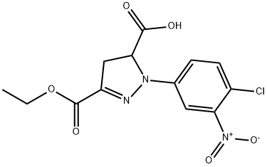 1-(4-chloro-3-nitrophenyl)-3-(ethoxycarbonyl)-4,5-dihydro-1H-pyrazole-5-carboxylic acid 结构式