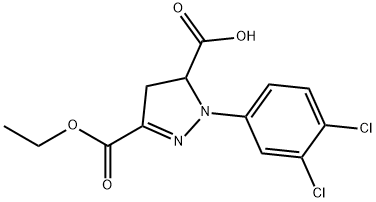 1-(3,4-dichlorophenyl)-3-(ethoxycarbonyl)-4,5-dihydro-1H-pyrazole-5-carboxylic acid 结构式