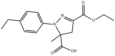 3-(ethoxycarbonyl)-1-(4-ethylphenyl)-5-methyl-4,5-dihydro-1H-pyrazole-5-carboxylic acid 结构式