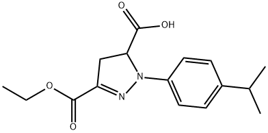 3-(ethoxycarbonyl)-1-[4-(propan-2-yl)phenyl]-4,5-dihydro-1H-pyrazole-5-carboxylic acid 结构式