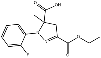 3-(ethoxycarbonyl)-1-(2-fluorophenyl)-5-methyl-4,5-dihydro-1H-pyrazole-5-carboxylic acid 结构式