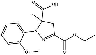 3-(ethoxycarbonyl)-1-(2-methoxyphenyl)-5-methyl-4,5-dihydro-1H-pyrazole-5-carboxylic acid 结构式