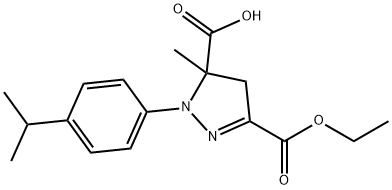 3-(ethoxycarbonyl)-5-methyl-1-[4-(propan-2-yl)phenyl]-4,5-dihydro-1H-pyrazole-5-carboxylic acid 结构式