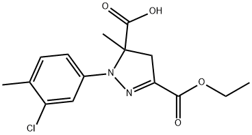 1-(3-chloro-4-methylphenyl)-3-(ethoxycarbonyl)-5-methyl-4,5-dihydro-1H-pyrazole-5-carboxylic acid 结构式